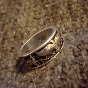 Vintage 925 Silver Eagle Wolf Ring Size7